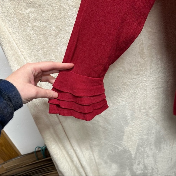 Soft surroundings Poet blouse Elegant Red Women's small button detail - Picture 5 of 8